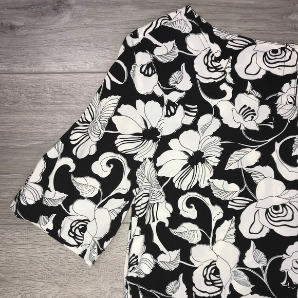 Maeve Short Sleeve Dress Floral Black White Size 8 - Picture 7 of 9